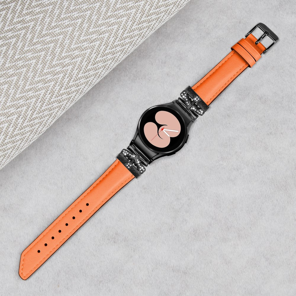 Fed Kunstlæder Og Rhinsten Universal Rem passer til Samsung Smartwatch - Orange#serie_2