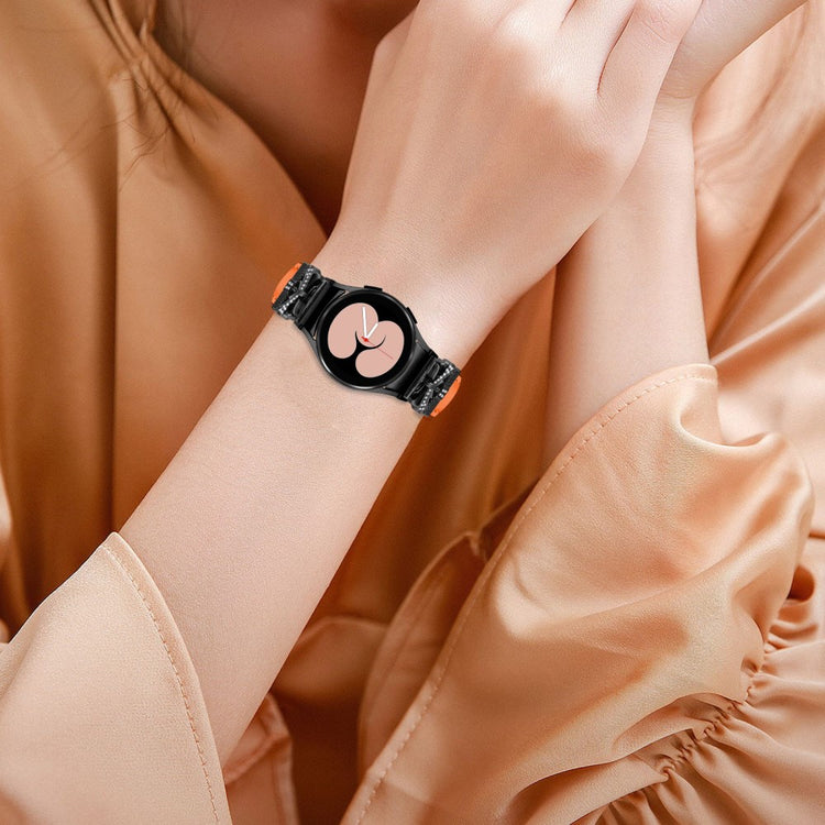 Fed Kunstlæder Og Rhinsten Universal Rem passer til Samsung Smartwatch - Orange#serie_2