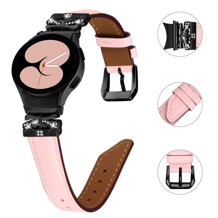 Fed Kunstlæder Og Rhinsten Universal Rem passer til Samsung Smartwatch - Pink#serie_3