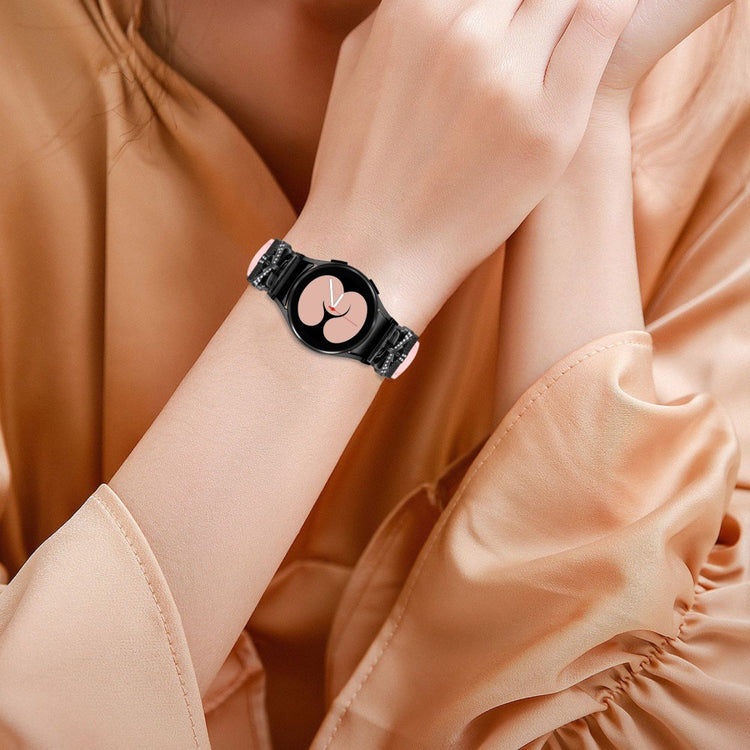 Fed Kunstlæder Og Rhinsten Universal Rem passer til Samsung Smartwatch - Pink#serie_3