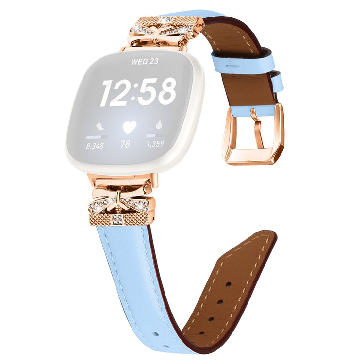Cool Kunstlæder Og Rhinsten Universal Rem passer til Fitbit Smartwatch - Blå#serie_4