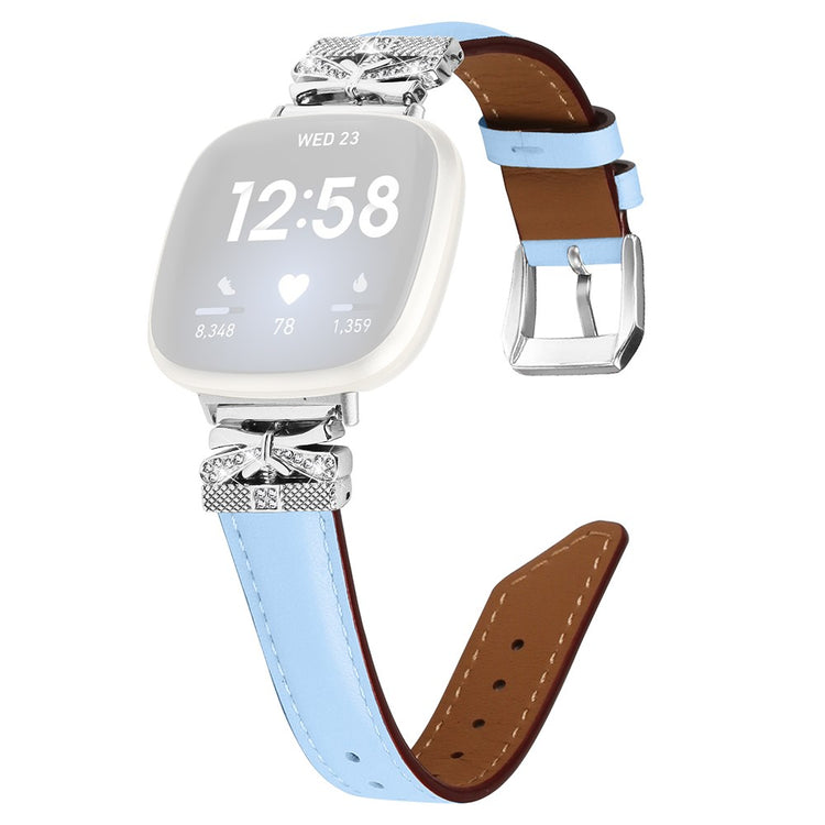 Fint Kunstlæder Og Rhinsten Universal Rem passer til Fitbit Smartwatch - Blå#serie_4