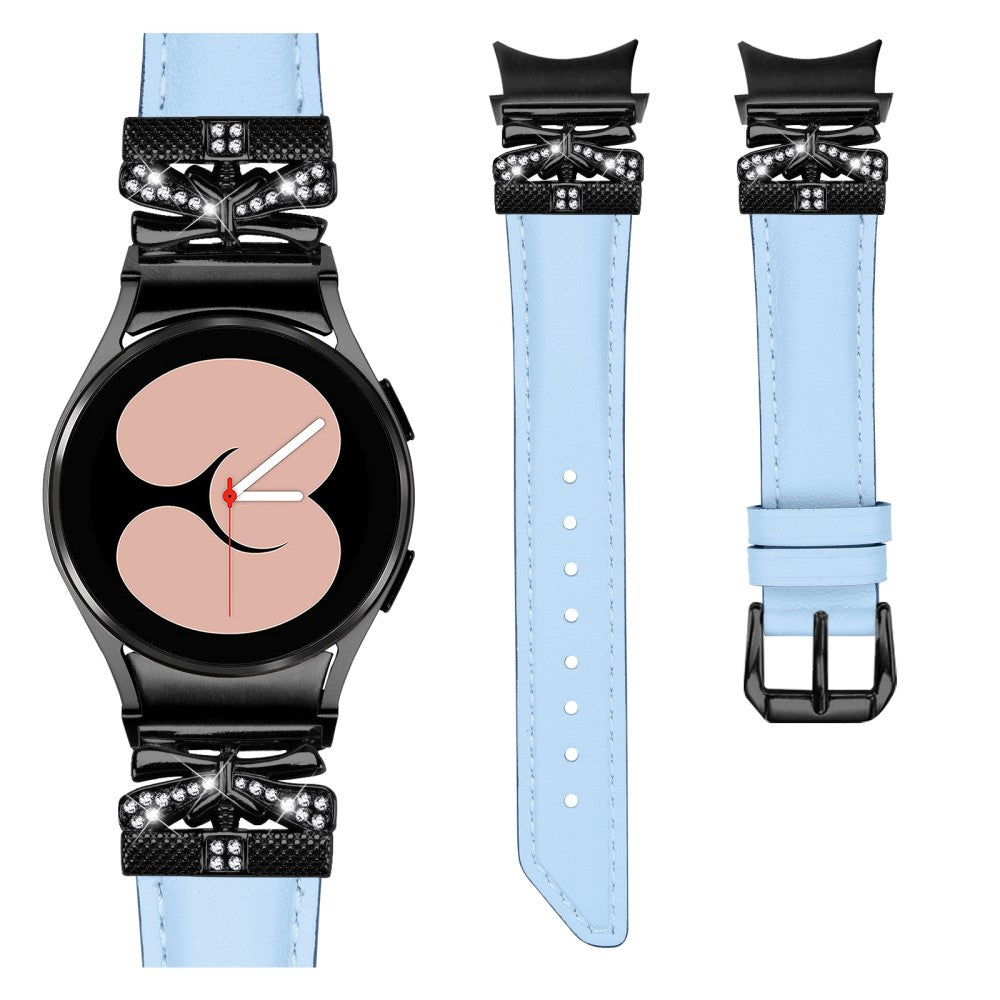 Fed Kunstlæder Og Rhinsten Universal Rem passer til Samsung Smartwatch - Blå#serie_4