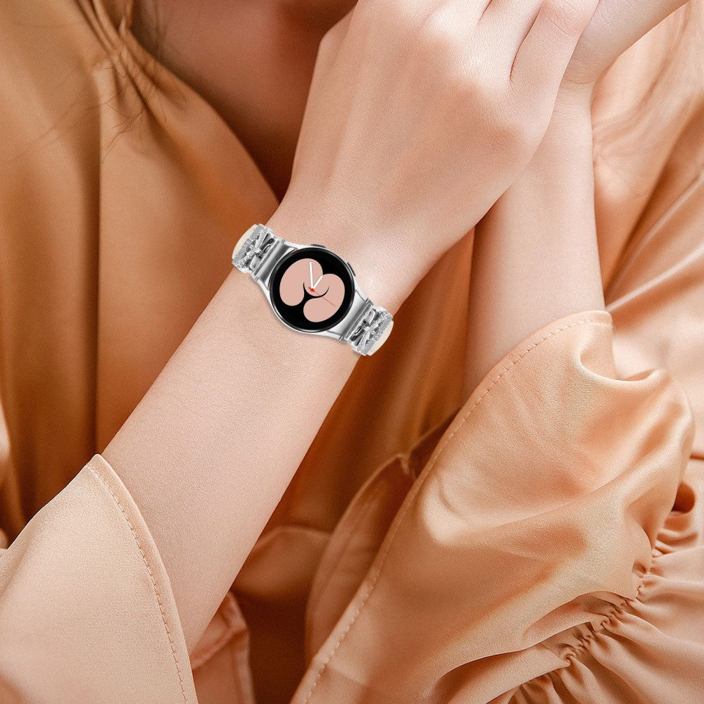 Fed Kunstlæder Og Rhinsten Universal Rem passer til Samsung Smartwatch - Hvid#serie_5