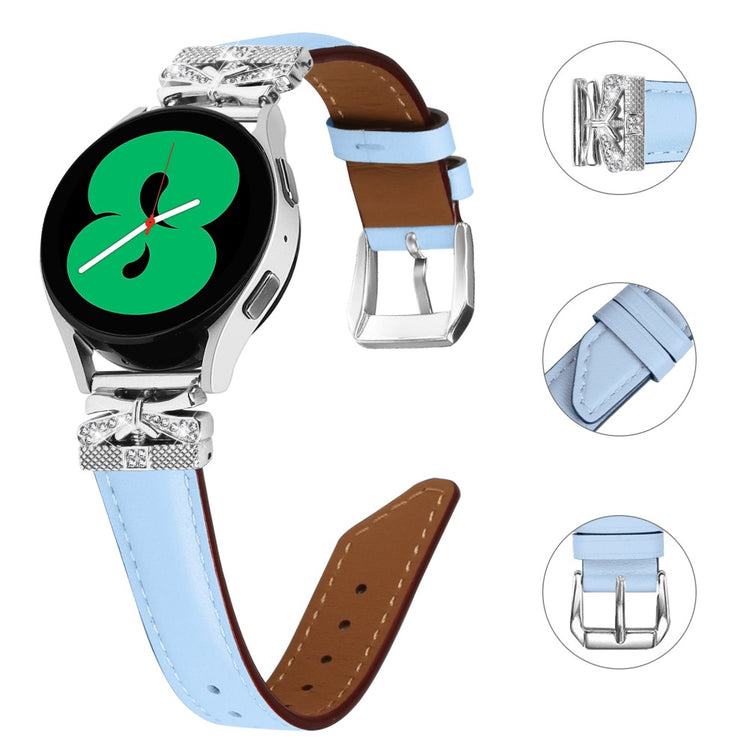 Vildt Fed Kunstlæder Og Rhinsten Universal Rem passer til Smartwatch - Blå#serie_4