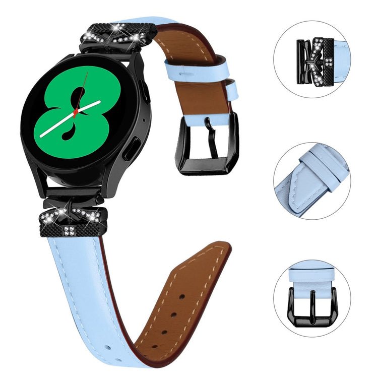 Fantastisk Kunstlæder Og Rhinsten Universal Rem passer til Smartwatch - Blå#serie_4