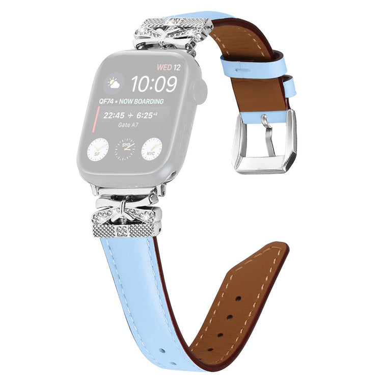 Cool Kunstlæder Og Rhinsten Universal Rem passer til Apple Smartwatch - Blå#serie_4