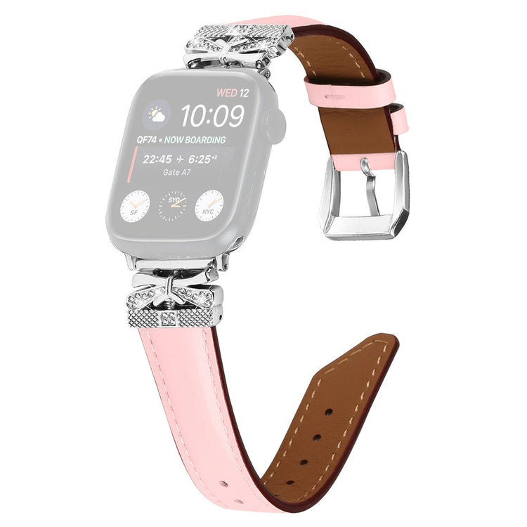 Sejt Kunstlæder Og Rhinsten Universal Rem passer til Apple Smartwatch - Pink#serie_3