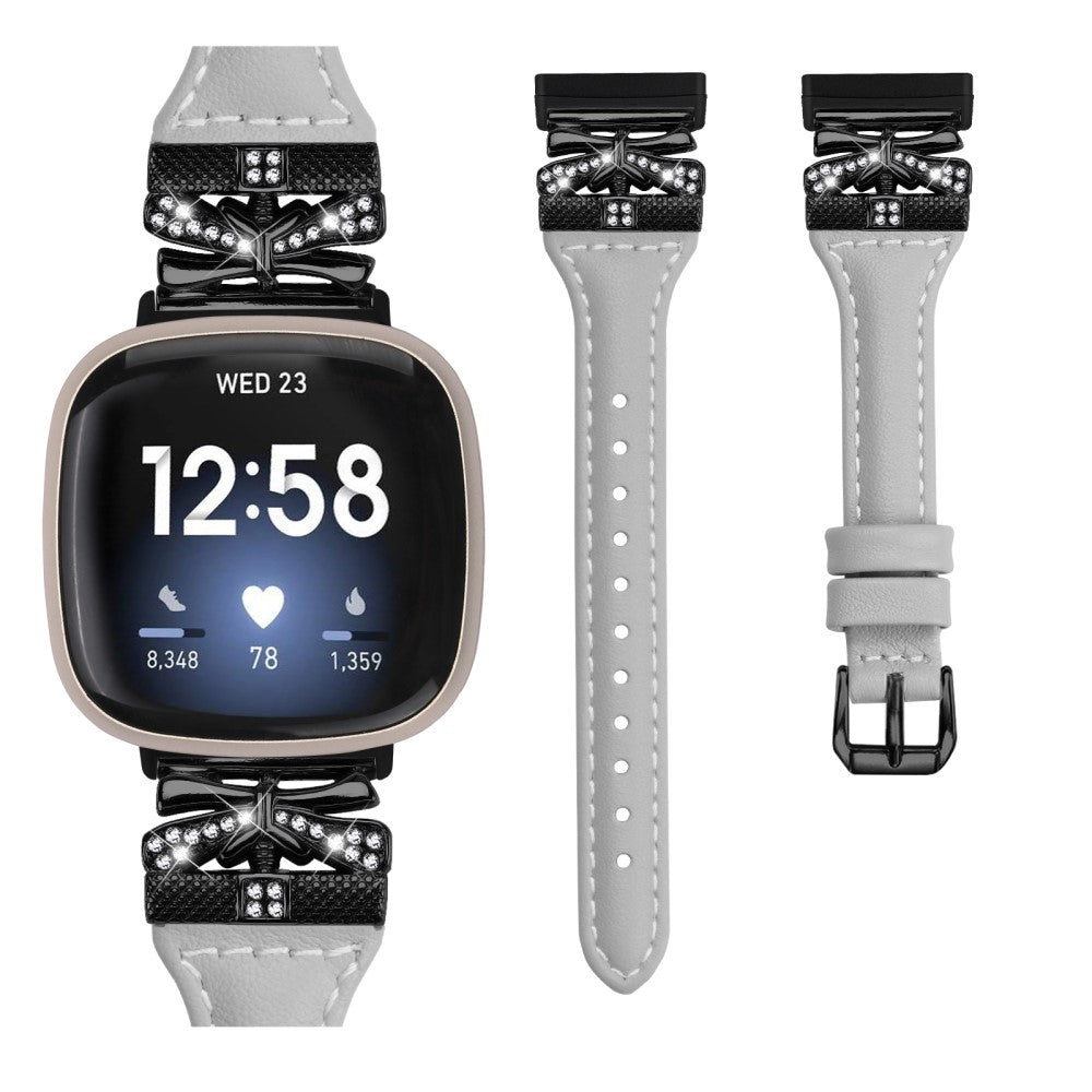 Mega Cool Kunstlæder Universal Rem passer til Fitbit Smartwatch - Sølv#serie_3
