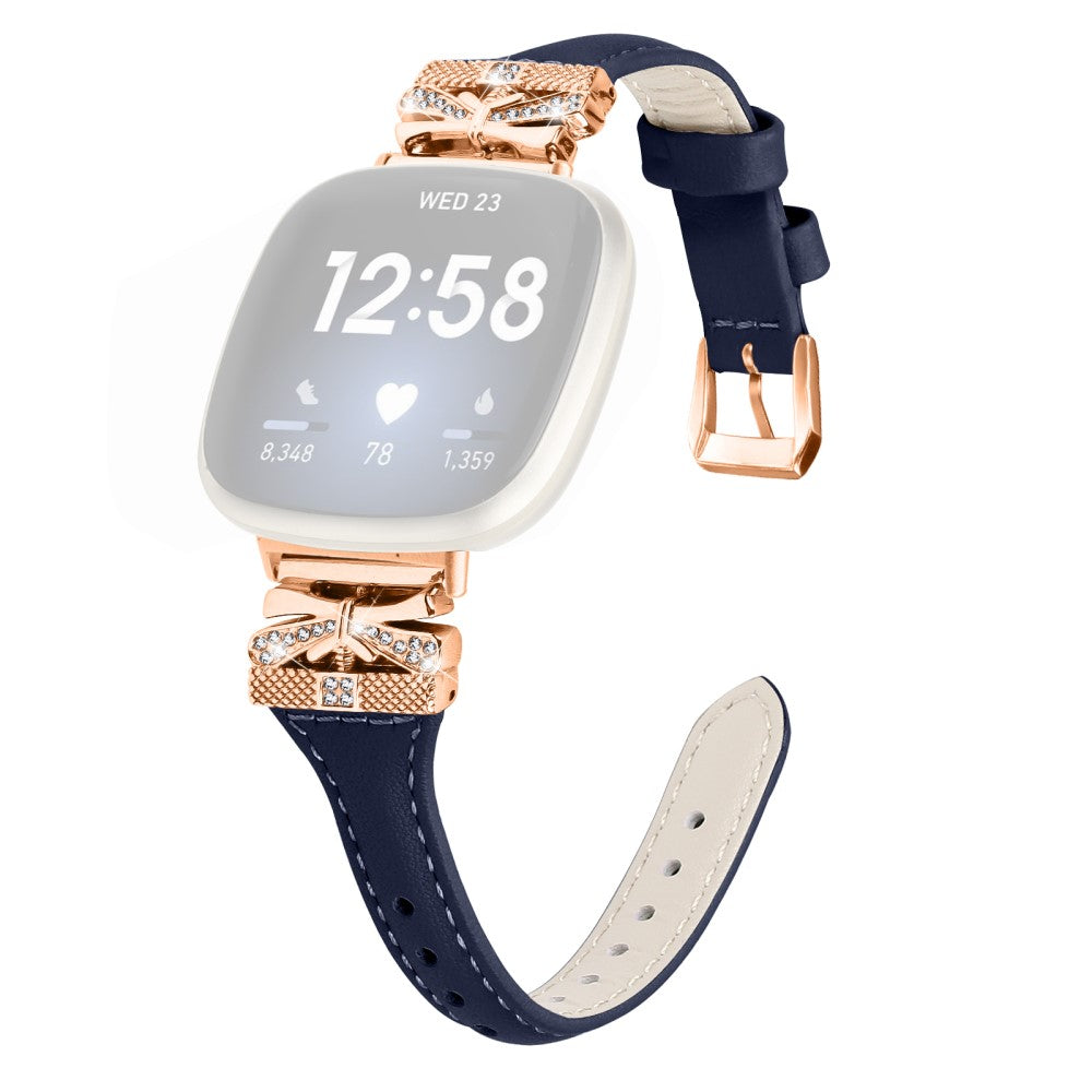 Meget Fint Ægte Læder Universal Rem passer til Fitbit Smartwatch - Blå#serie_4