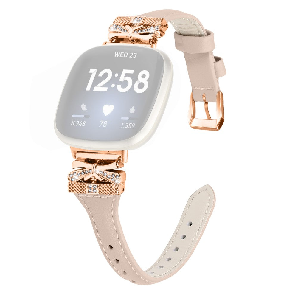 Meget Fint Ægte Læder Universal Rem passer til Fitbit Smartwatch - Hvid#serie_5