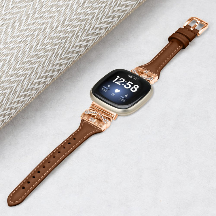 Meget Fint Ægte Læder Universal Rem passer til Fitbit Smartwatch - Brun#serie_6