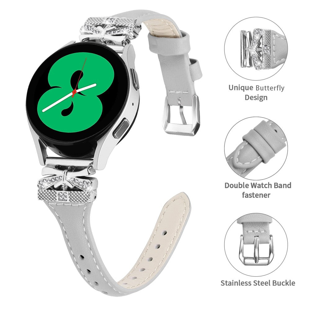 Meget Smuk Kunstlæder Universal Rem passer til Samsung Smartwatch - Sølv#serie_4