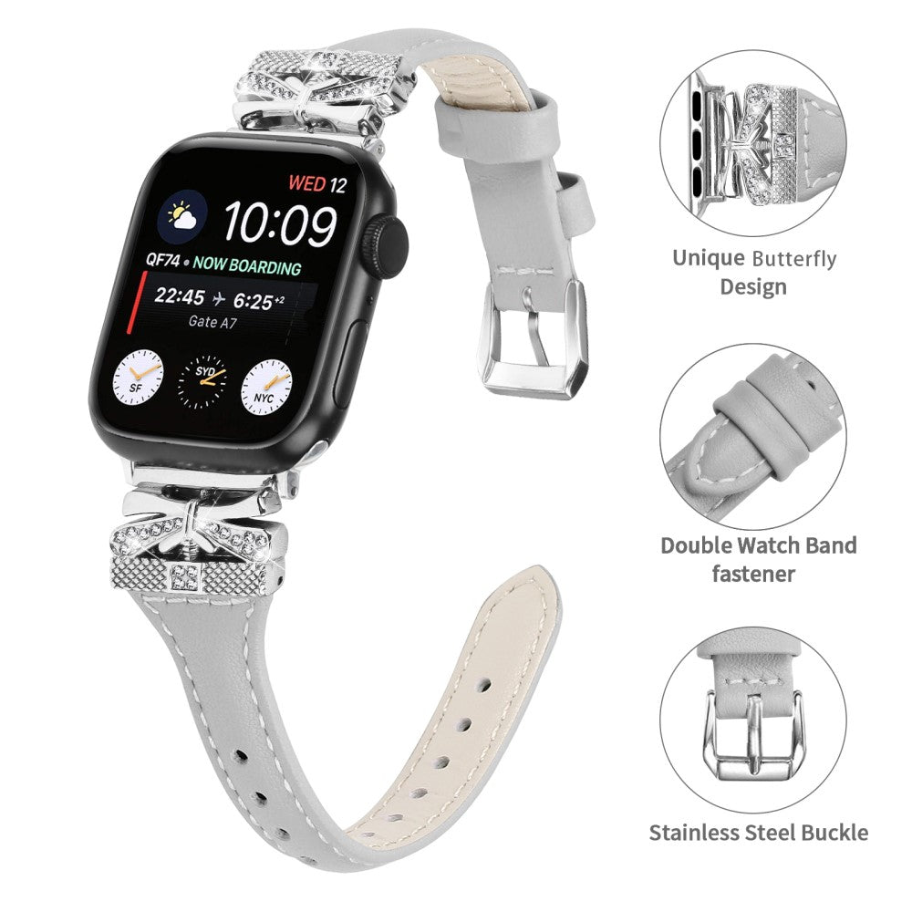 Meget Godt Kunstlæder Universal Rem passer til Apple Smartwatch - Sølv#serie_5