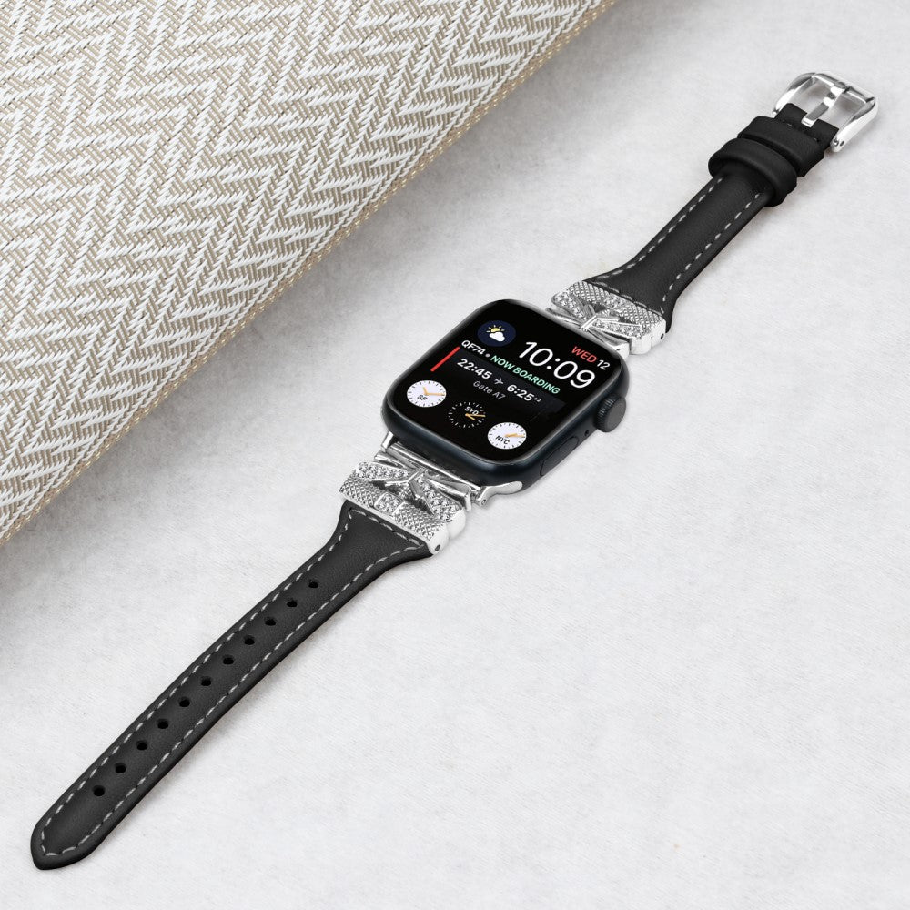 Meget Godt Kunstlæder Universal Rem passer til Apple Smartwatch - Sort#serie_6