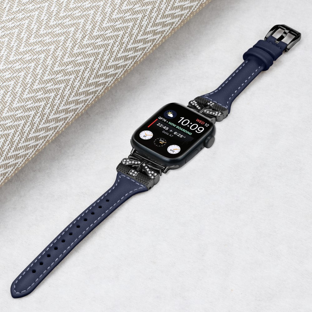 Sejt Kunstlæder Universal Rem passer til Apple Smartwatch - Blå#serie_4