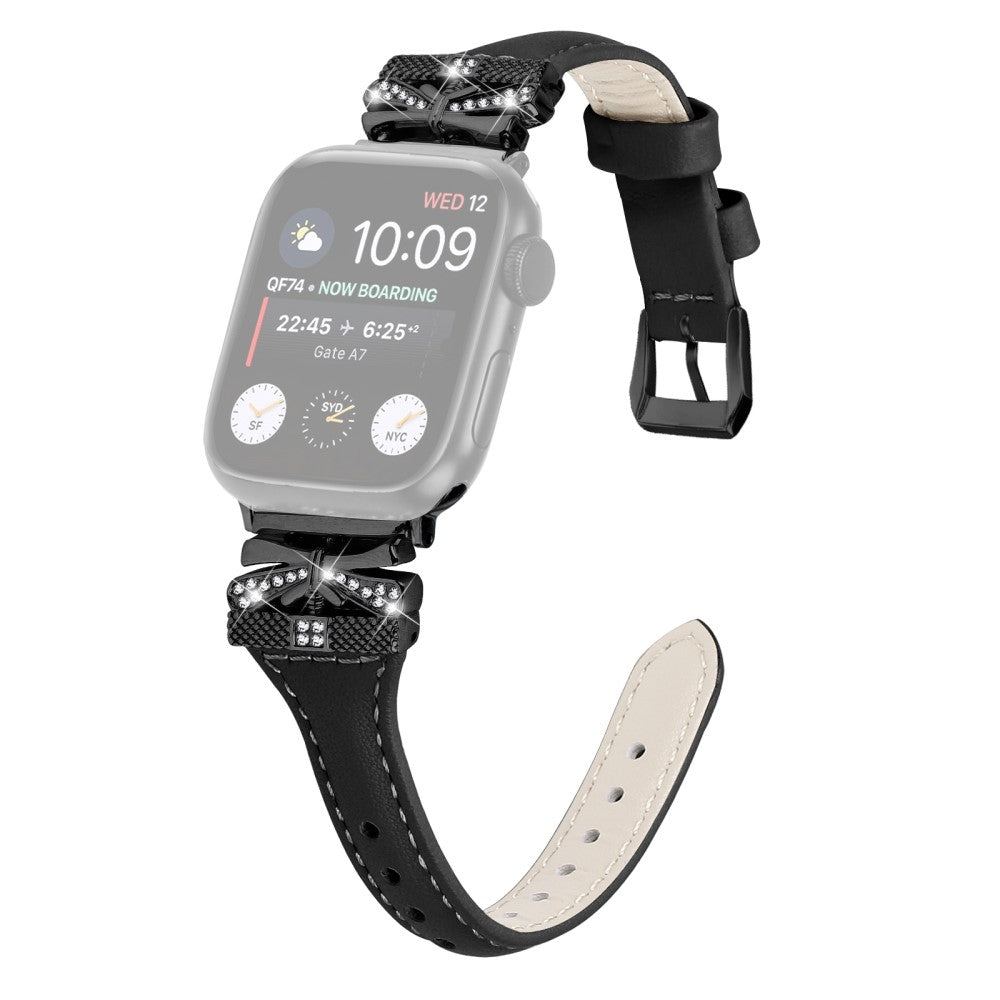 Sejt Kunstlæder Universal Rem passer til Apple Smartwatch - Sort#serie_6