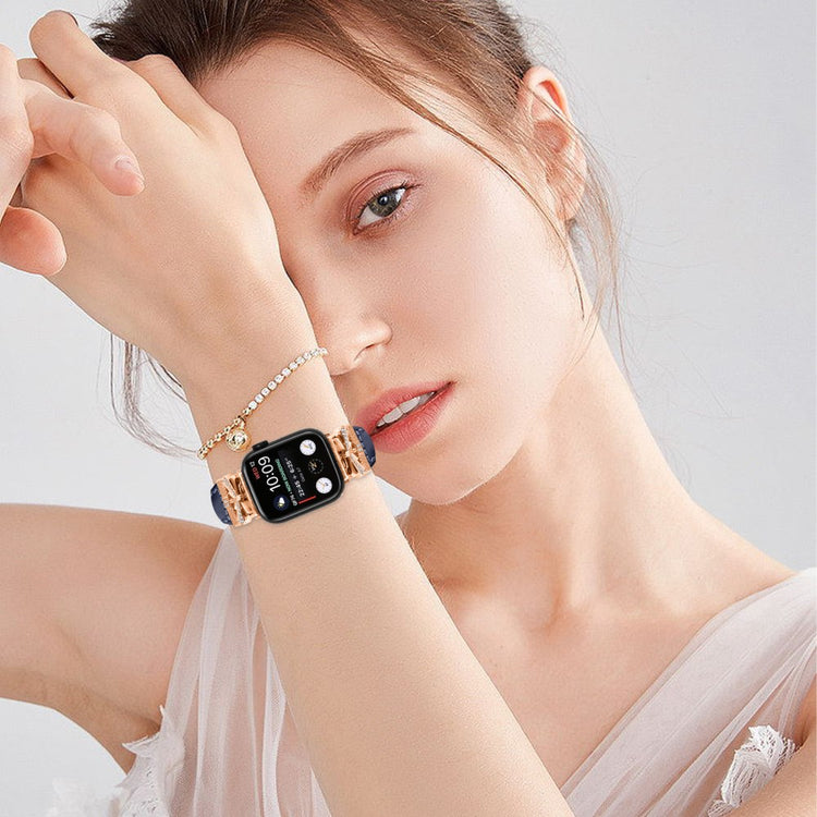 Rigtigt Rart Kunstlæder Universal Rem passer til Apple Smartwatch - Blå#serie_4