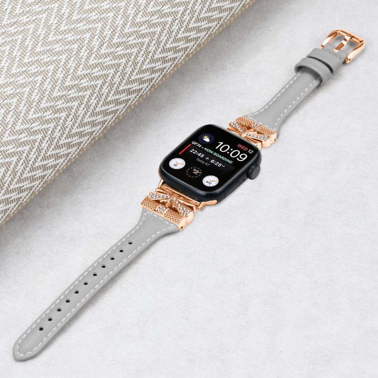 Rigtigt Rart Kunstlæder Universal Rem passer til Apple Smartwatch - Sølv#serie_5