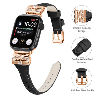 Rigtigt Rart Kunstlæder Universal Rem passer til Apple Smartwatch - Sort#serie_6