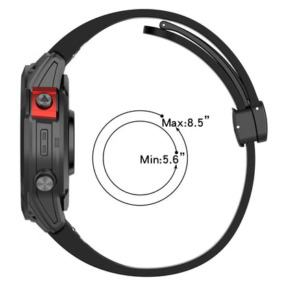 Garmin Fenix 7X / 7X Solar / Tactix 7 Pro Silicone Watch Strap 26mm Folding Black Buckle Watchband - Black#serie_1