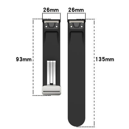 Garmin Fenix 7X / 7X Solar / Tactix 7 Pro Silicone Watch Band 26mm Folding Silver Buckle Watch Strap - Red#serie_7