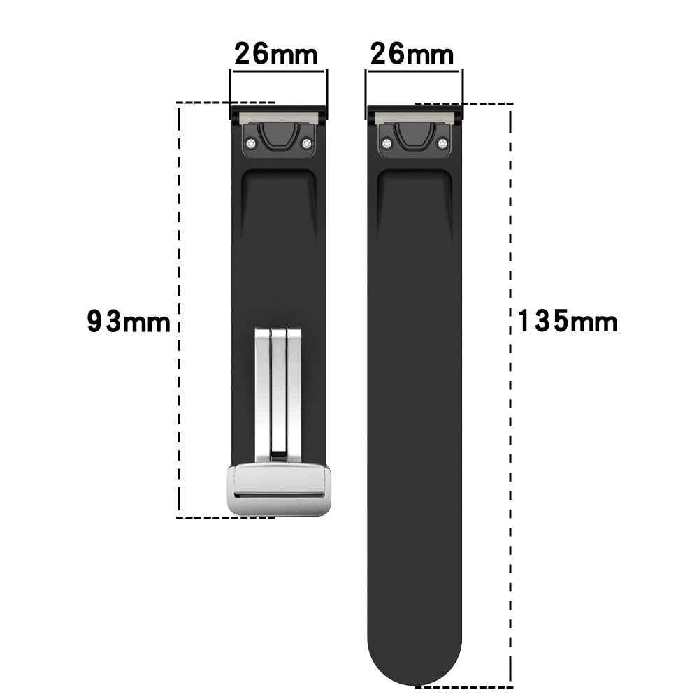 Garmin Fenix 7X / 7X Solar / Tactix 7 Pro Silicone Watch Band 26mm Folding Silver Buckle Watch Strap - Wine Red#serie_8