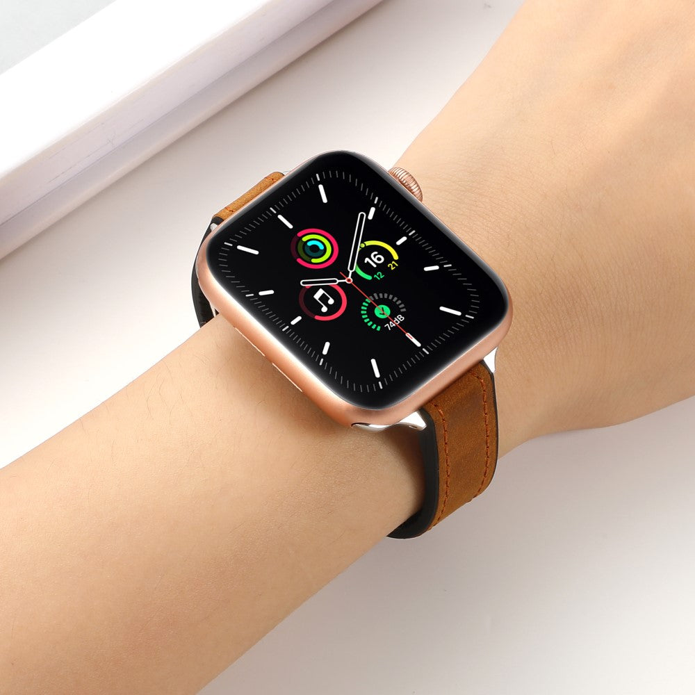 Rigtigt Nydelig Kunstlæder Universal Rem passer til Apple Smartwatch - Brun#serie_5