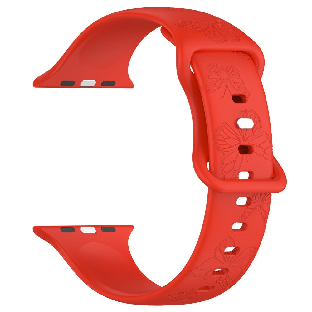 Rigtigt Fed Silikone Universal Rem passer til Apple Smartwatch - Rød#serie_1