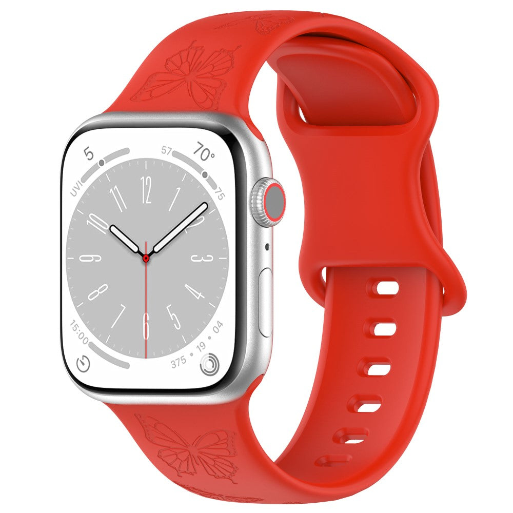 Rigtigt Fed Silikone Universal Rem passer til Apple Smartwatch - Rød#serie_1