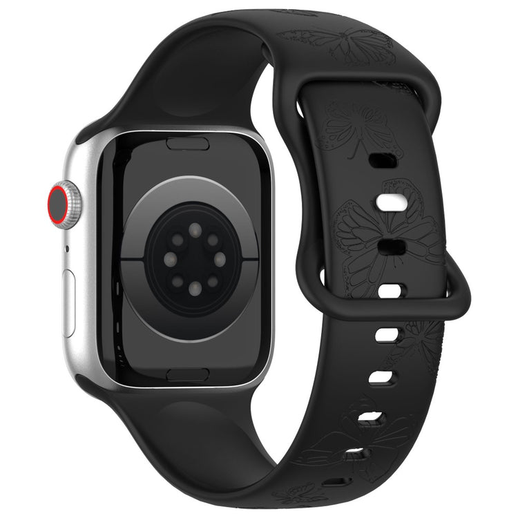 Rigtigt Fed Silikone Universal Rem passer til Apple Smartwatch - Sort#serie_6