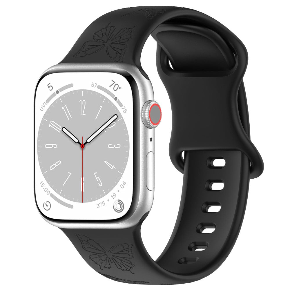 Rigtigt Fed Silikone Universal Rem passer til Apple Smartwatch - Sort#serie_6