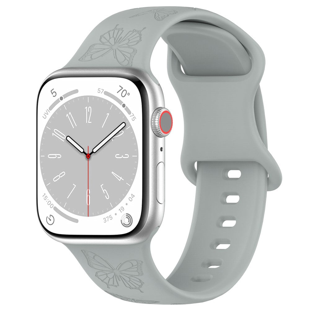 Rigtigt Fed Silikone Universal Rem passer til Apple Smartwatch - Sølv#serie_7