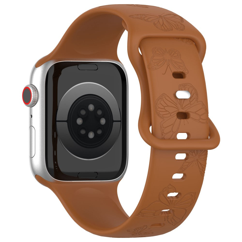 Rigtigt Fed Silikone Universal Rem passer til Apple Smartwatch - Brun#serie_8