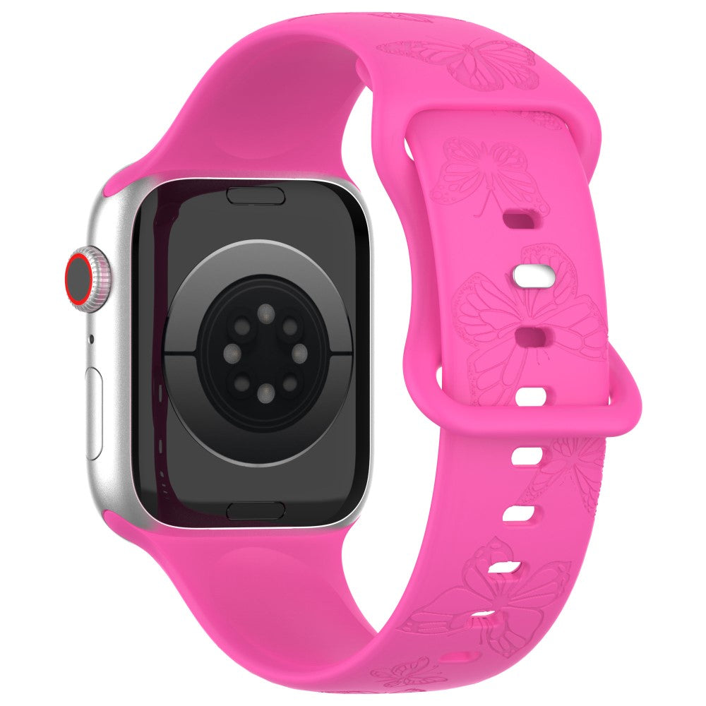 Rigtigt Fed Silikone Universal Rem passer til Apple Smartwatch - Pink#serie_10