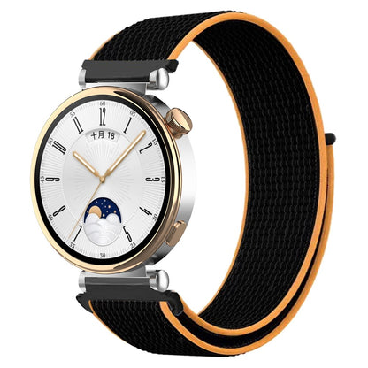 Huawei Watch GT 4 41mm / Garmin Venu 3S Watch Band 18mm Nylon Loop Adjustable Wrist Strap - Black+Orange#serie_24