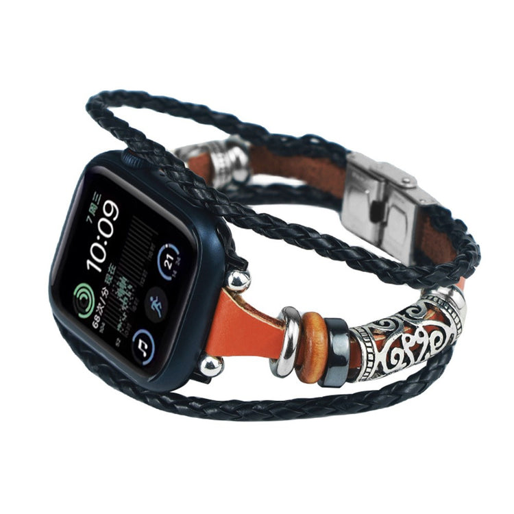 Rigtigt Kønt Kunstlæder Universal Rem passer til Apple Smartwatch - Sort#serie_1