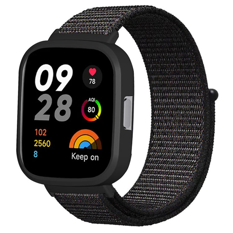 Meget Holdbart Nylon Rem passer til Xiaomi Redmi Watch 3 - Sort#serie_1