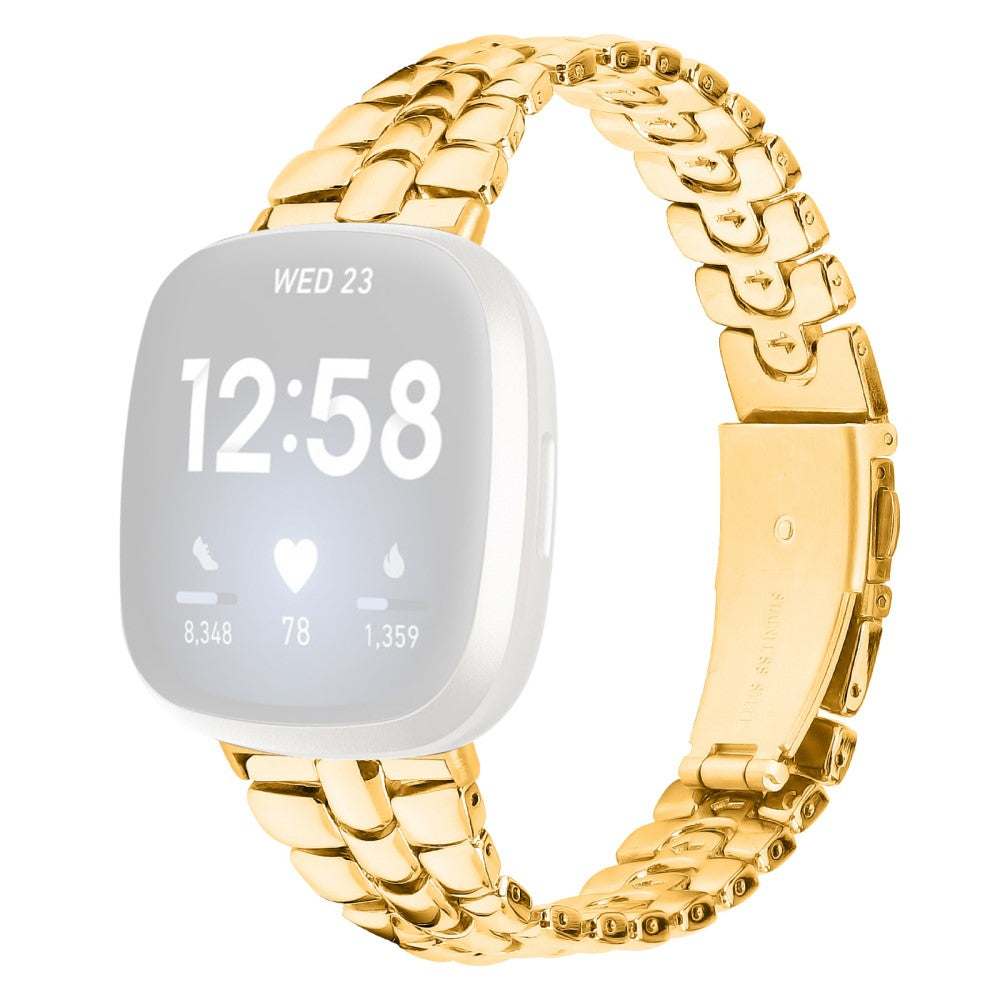 Yndigt Metal Universal Rem passer til Fitbit Versa 3 / Fitbit Sense 1 - Guld#serie_3