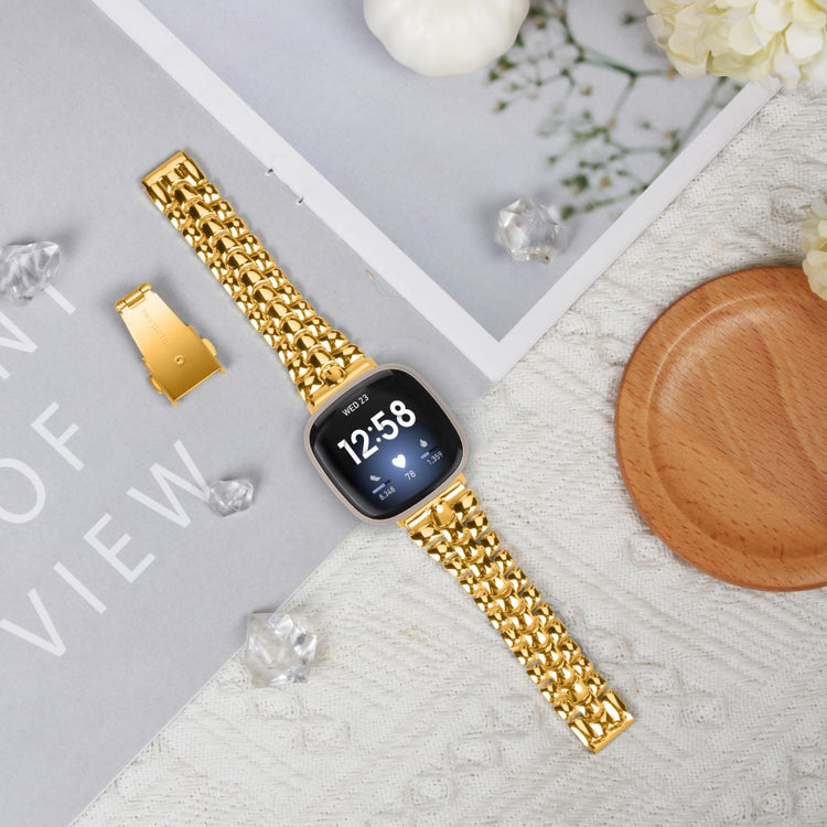 Yndigt Metal Universal Rem passer til Fitbit Versa 3 / Fitbit Sense 1 - Guld#serie_3