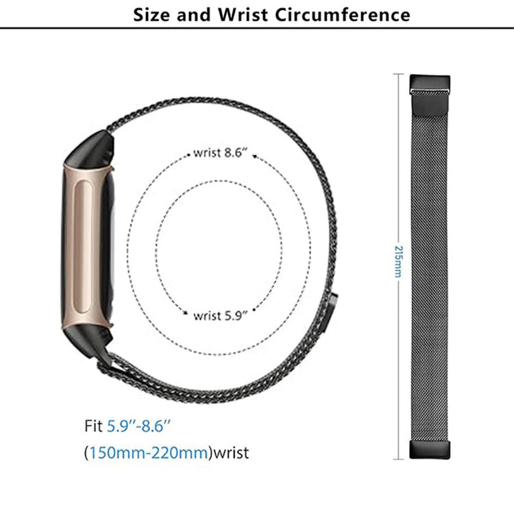 Godt Metal Universal Rem passer til Fitbit Charge 5 / Fitbit Charge 6 - Sort#serie_1