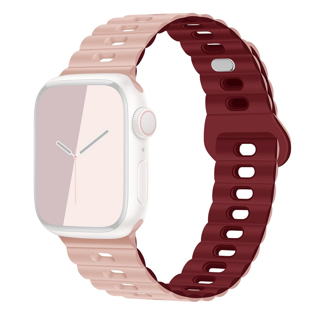 Rigtigt Sejt Silikone Universal Rem passer til Apple Smartwatch - Rød#serie_3
