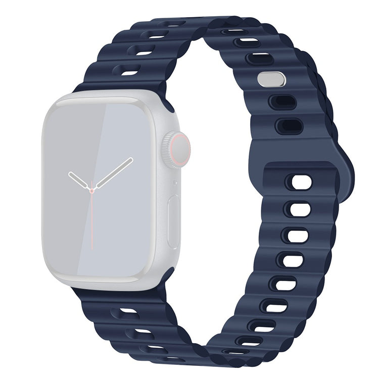 Rigtigt Sejt Silikone Universal Rem passer til Apple Smartwatch - Blå#serie_4