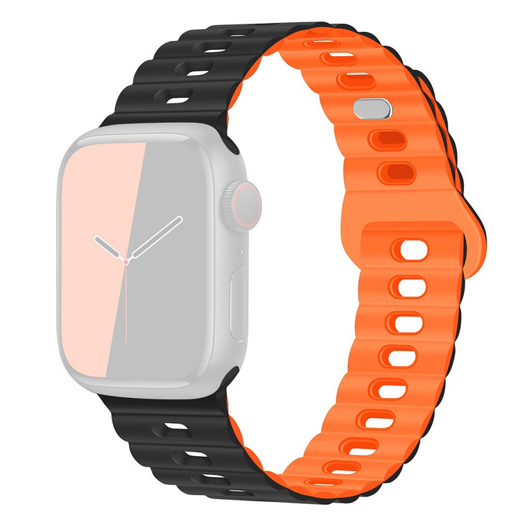 Rigtigt Sejt Silikone Universal Rem passer til Apple Smartwatch - Orange#serie_6
