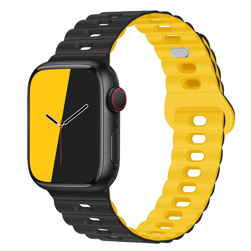 Rigtigt Sejt Silikone Universal Rem passer til Apple Smartwatch - Gul#serie_7