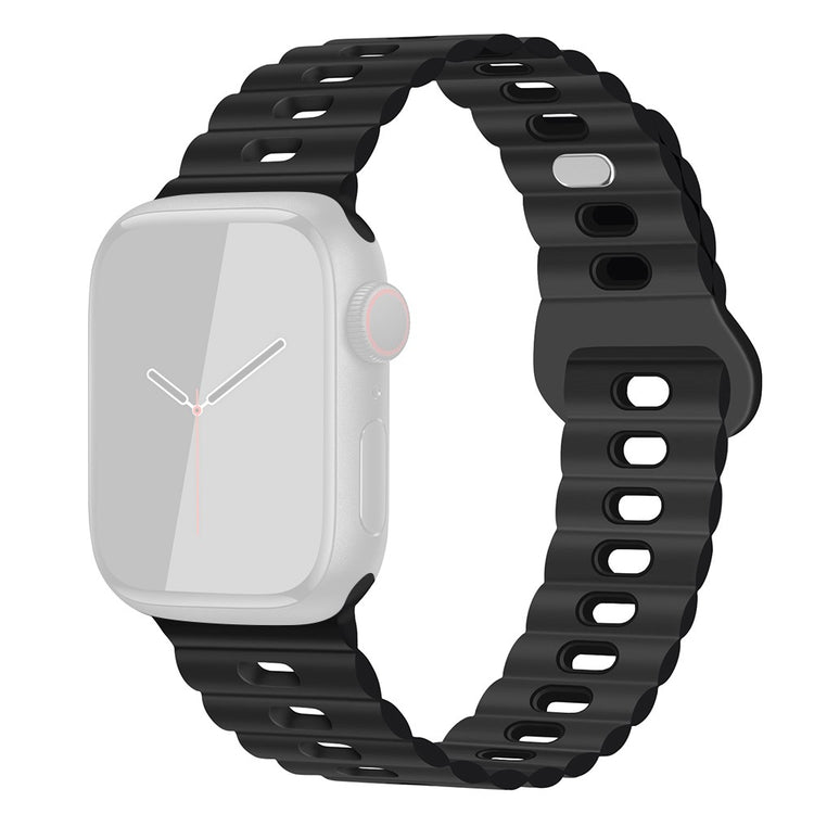 Rigtigt Sejt Silikone Universal Rem passer til Apple Smartwatch - Sort#serie_8