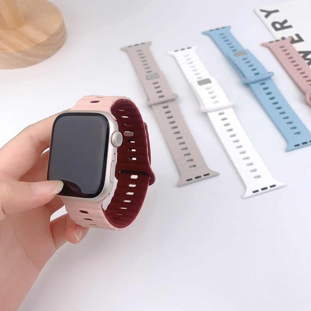 Rigtigt Sejt Silikone Universal Rem passer til Apple Smartwatch - Sort#serie_8