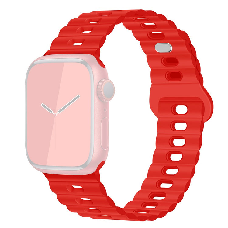 Rigtigt Sejt Silikone Universal Rem passer til Apple Smartwatch - Rød#serie_9