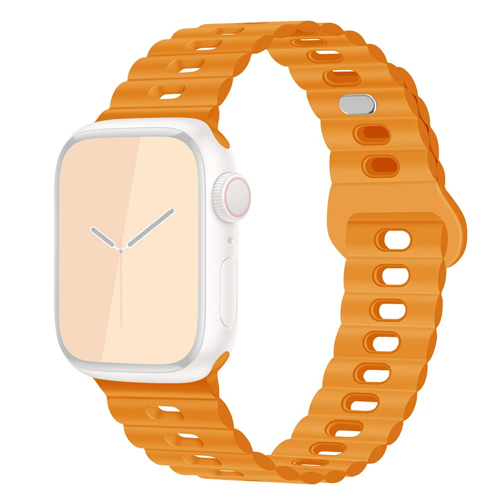Rigtigt Sejt Silikone Universal Rem passer til Apple Smartwatch - Orange#serie_10