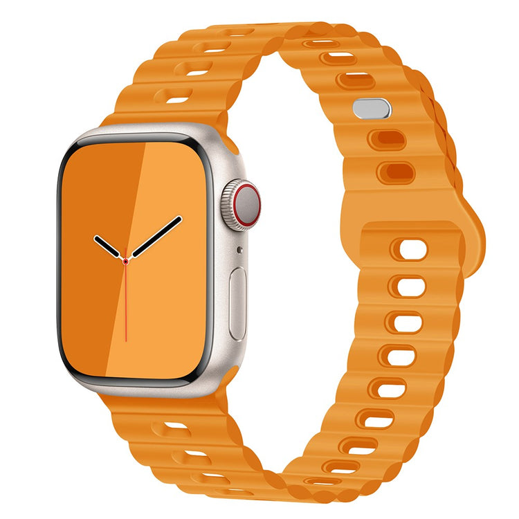 Rigtigt Sejt Silikone Universal Rem passer til Apple Smartwatch - Orange#serie_10